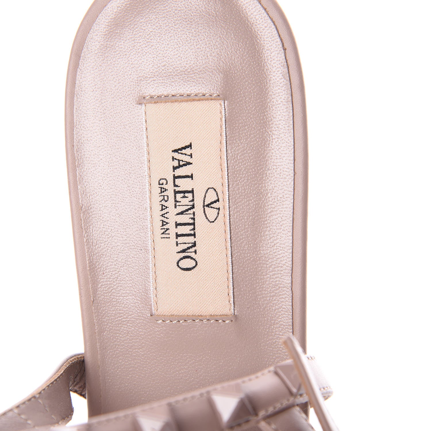 Valentino Garavani Calfskin Monochrome Rockstud Ankle Wrap Flat Thong Sandals 40 Poudre 7 of 7