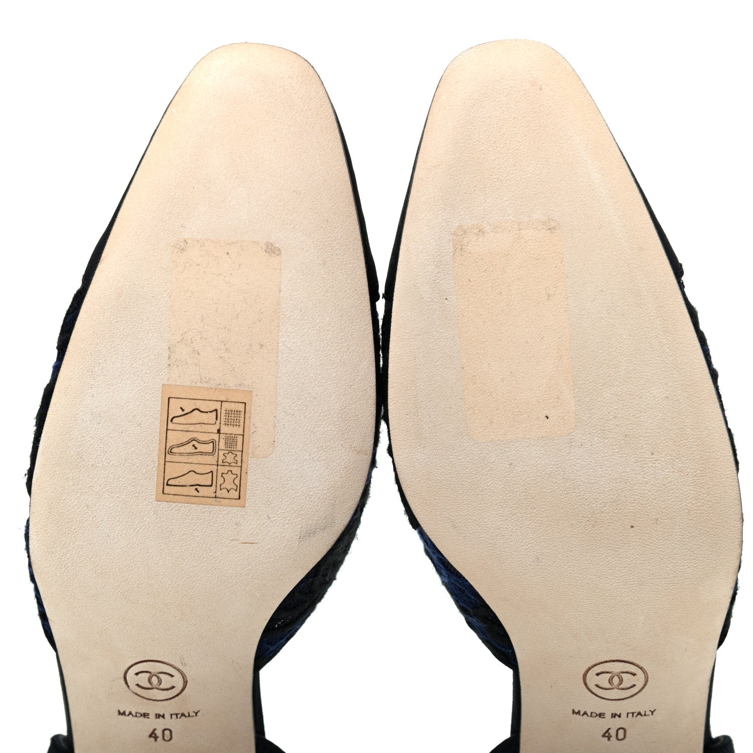 Chanel Lace Grosgrain Cap Toe CC Slingback Pumps 40 Navy Black 8 of 10