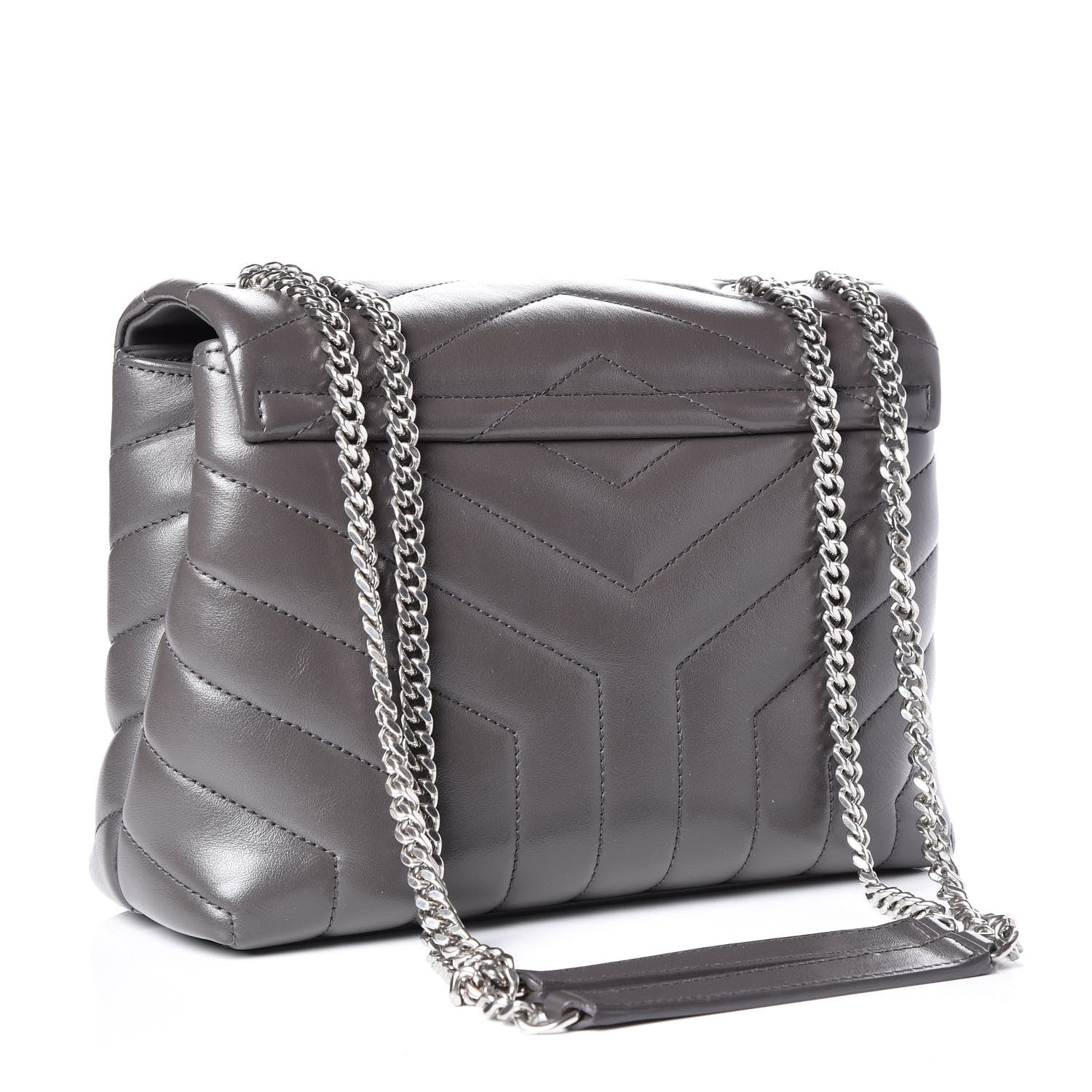 Saint Laurent Calfskin Y Quilted Monogram Small Loulou Chain Satchel Earth 2 of 11