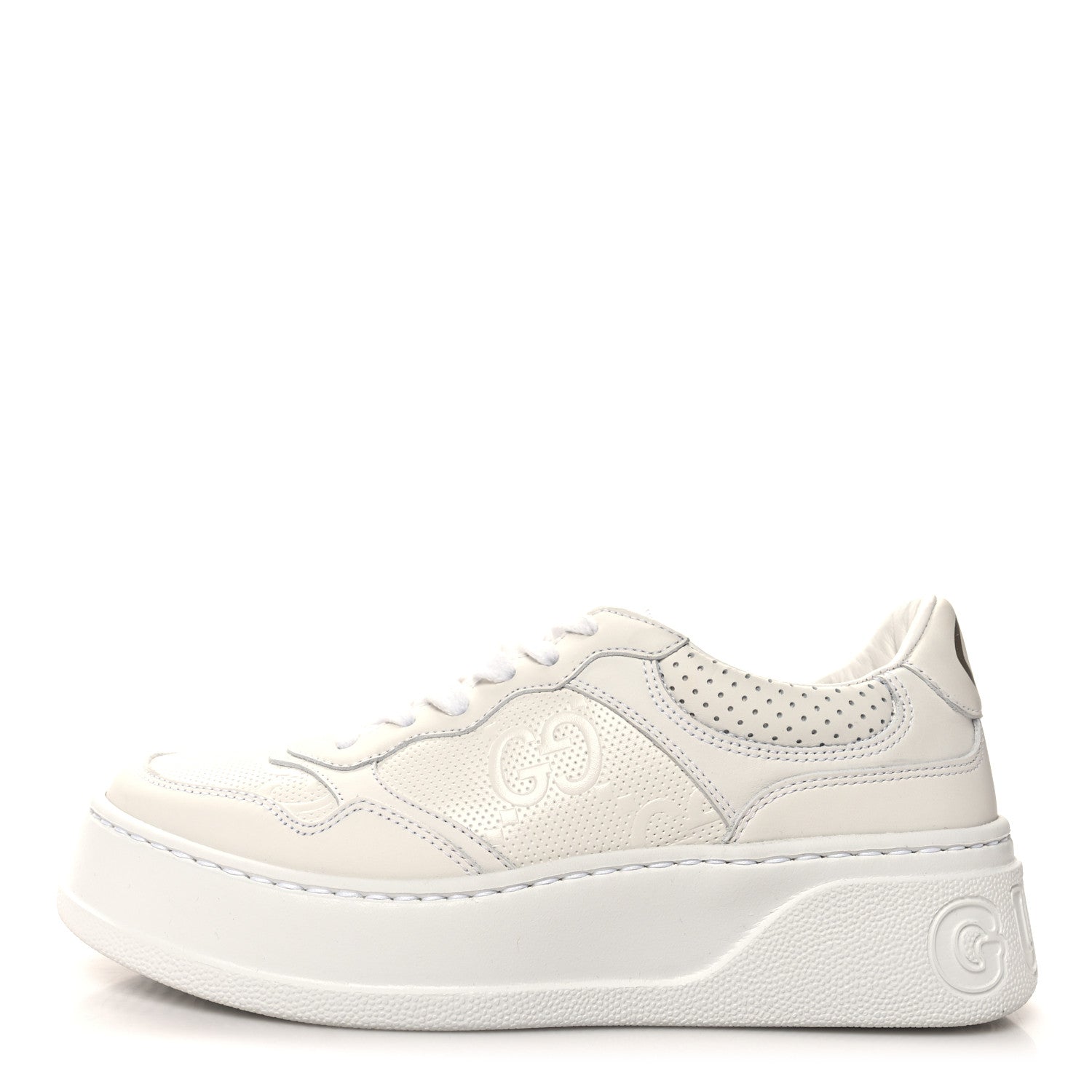 Gucci Calfskin GG Tennis Embossed Perforated Womens Platform 55mm Sneakers 36.5 Great White 1 of 7