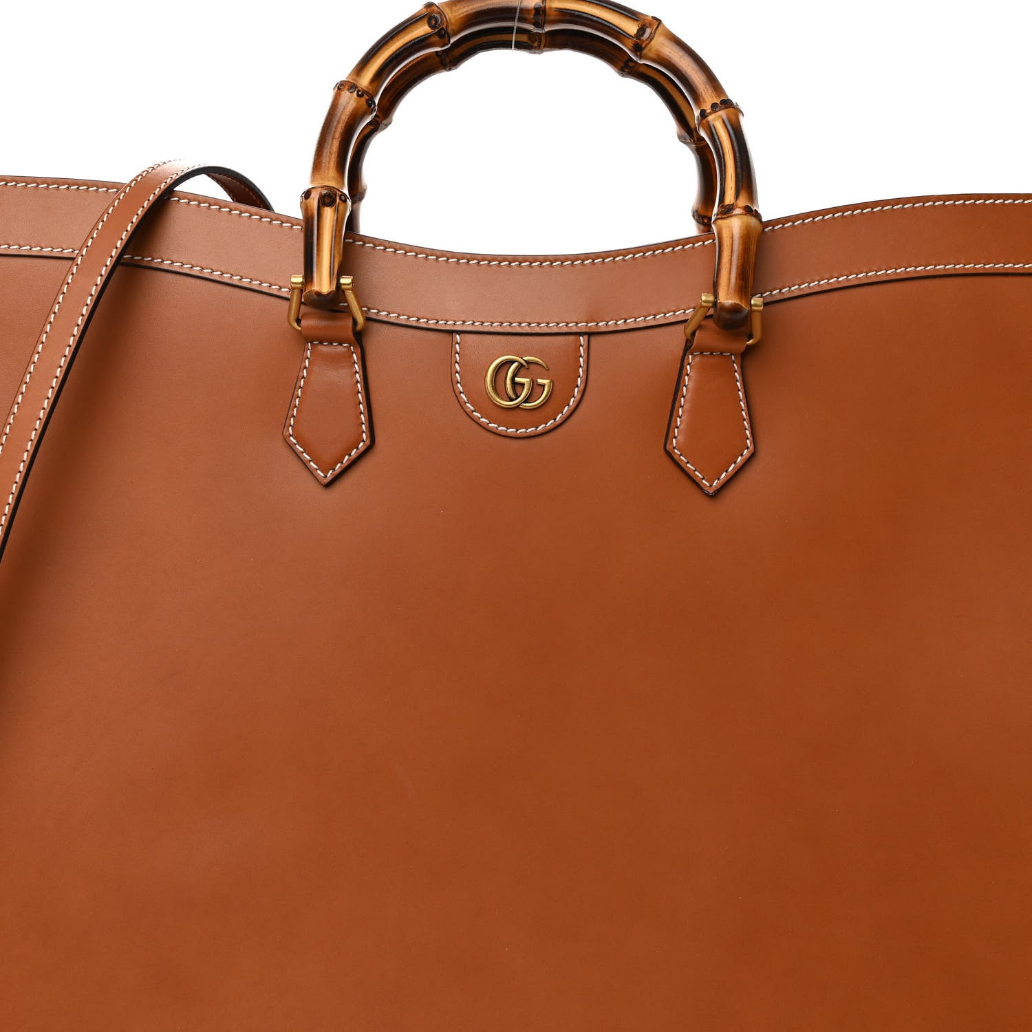 Gucci Calfskin Studded Maxi Diana Tote Bag Cuir 8 of 10