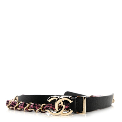 Chanel Calfskin Tweed CC Chain Belt 75 30 Black Pink 2 of 10