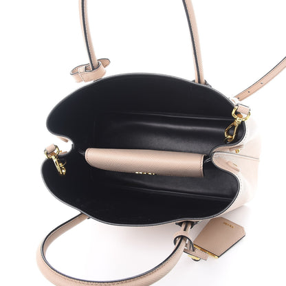 Prada Saffiano Cuir Small Double Bag Cammeo Nero Black 5 of 11