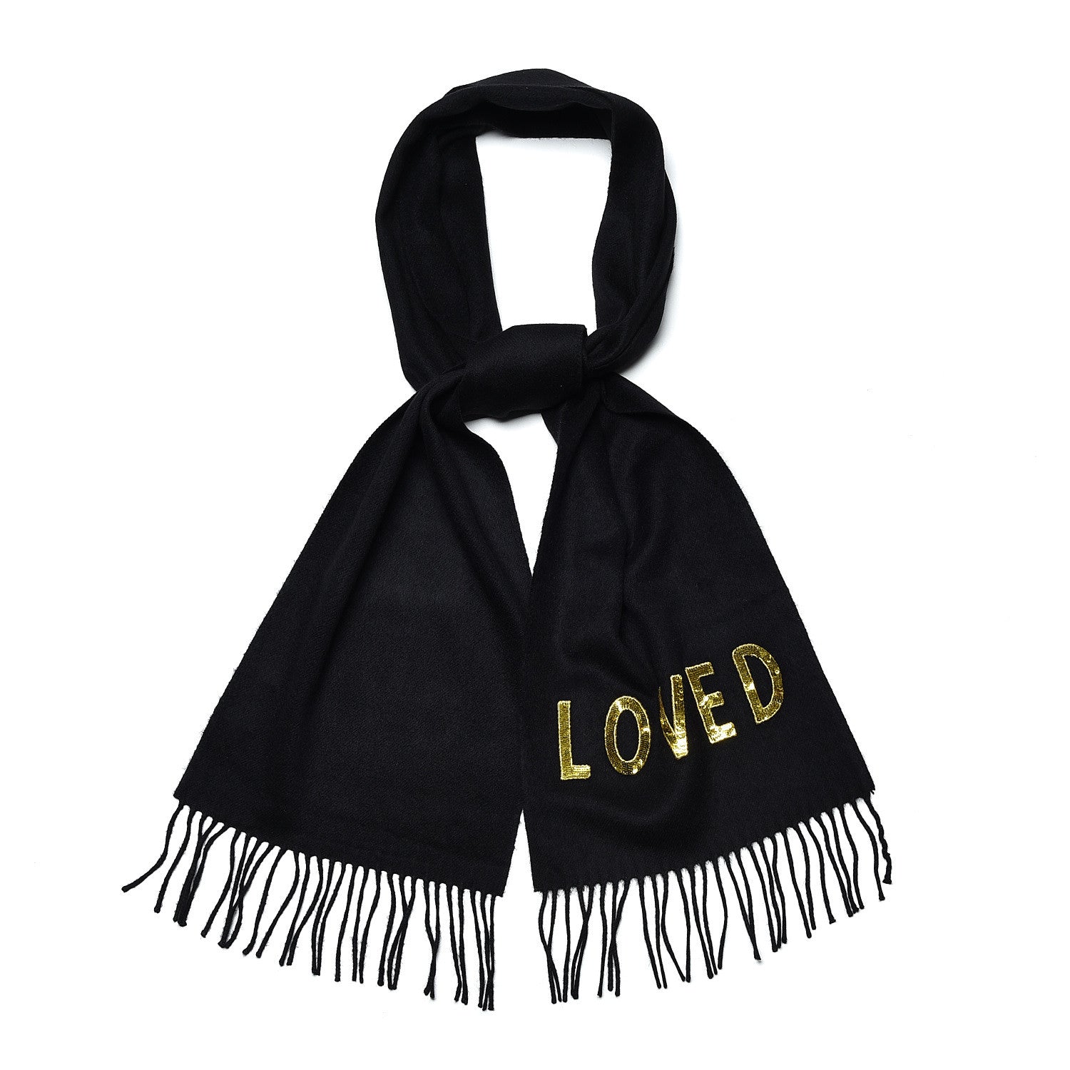 Gucci Silk Cashmere Sequins Lovesh Scarf Black 1 of 6
