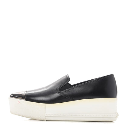Miu Miu Nappa Metal Cap Toe Slip On Sneakers 36 Nero Black 1 of 15