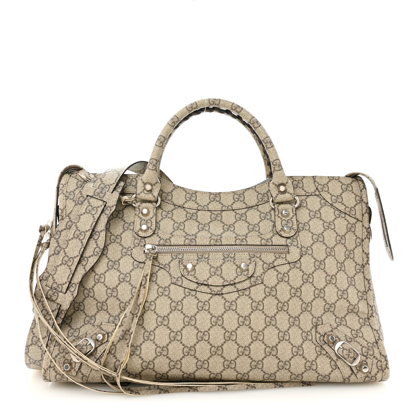 X GUCCI GG Supreme Monogram Neo Classic Silver Hardware City Beige Ebony