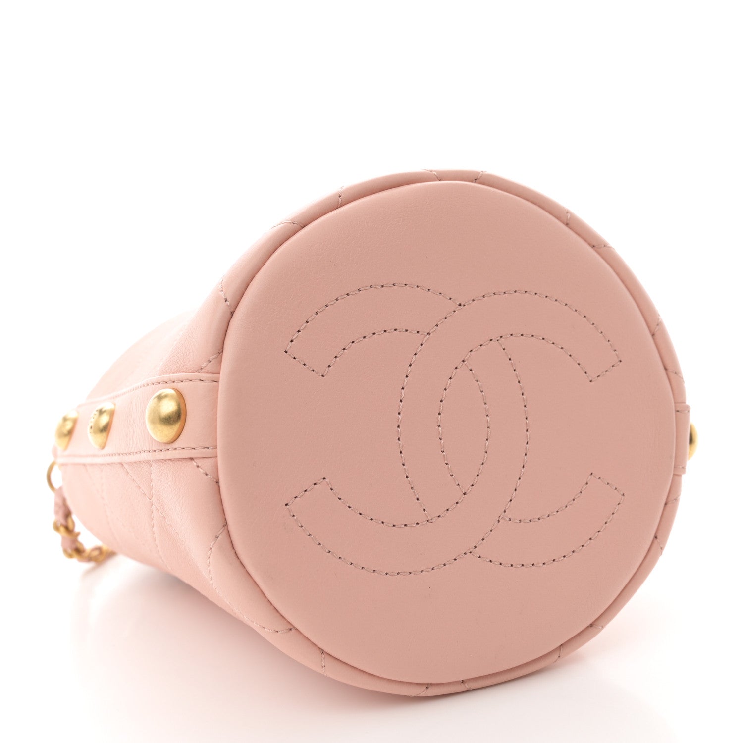 Chanel Calfskin Tweed Small CC Chain Bucket Drawstring Bag Light Pink 4 of 10