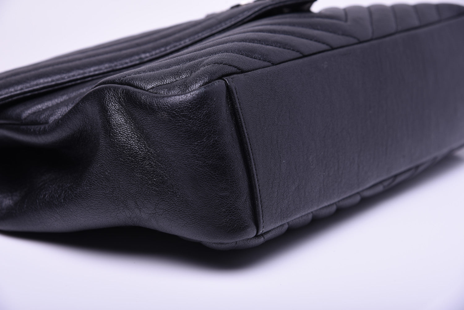 Saint Laurent Sheepskin Matelasse Chevron Monogram Large College Satchel Black 11 of 31