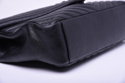 Saint Laurent Sheepskin Matelasse Chevron Monogram Large College Satchel Black 11 of 31