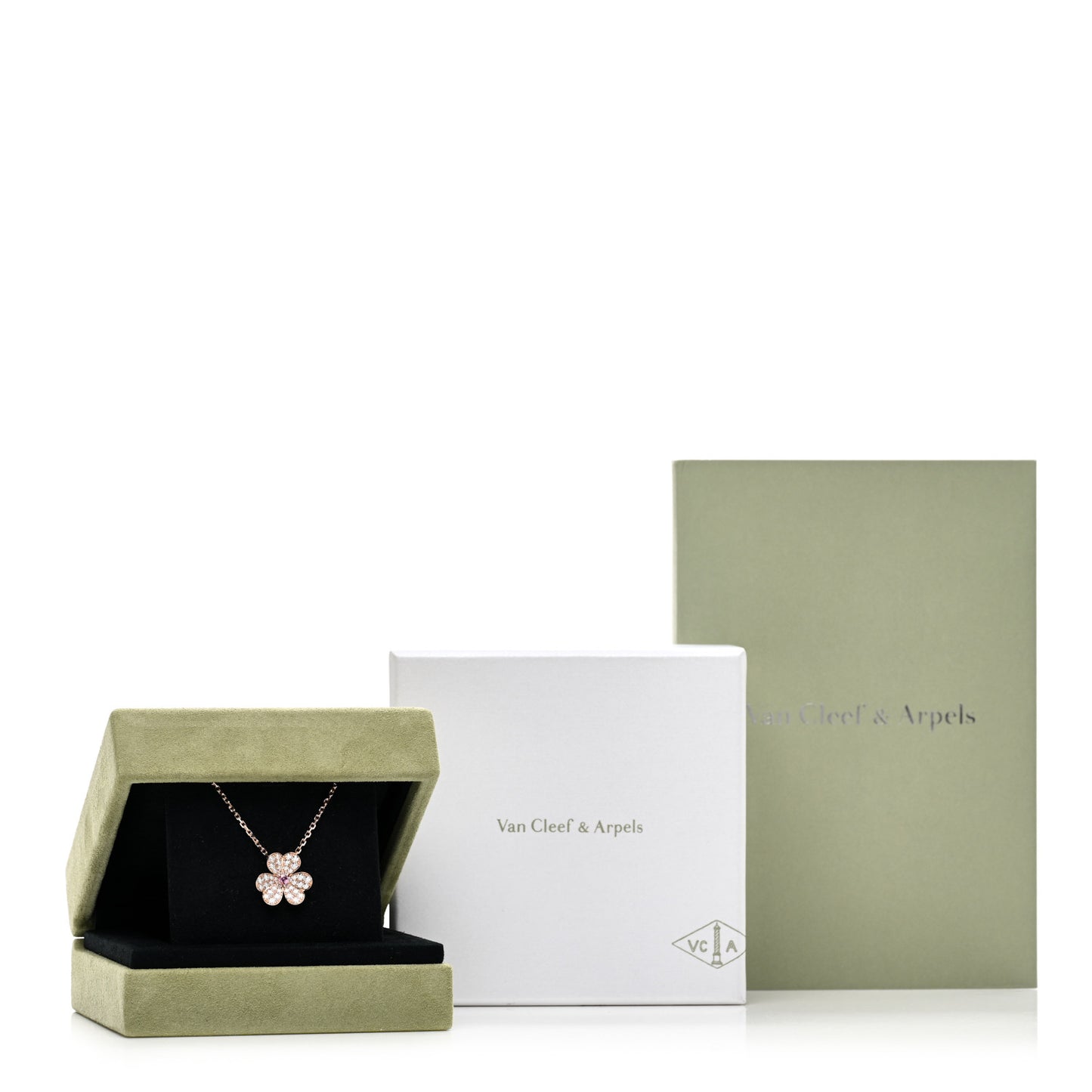 18K Rose Gold Diamond Pink Sapphire Small Frivole Pendant Necklace