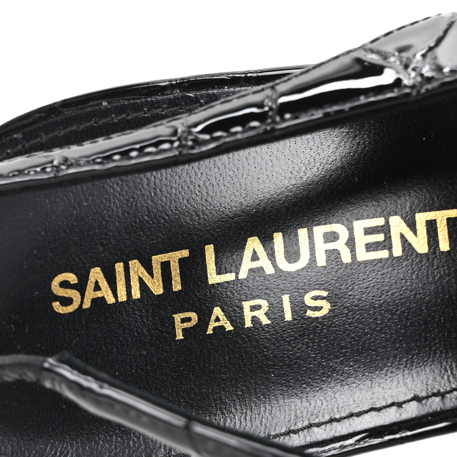 Saint Laurent Patent Crocodile Embossed Opyum 110 Slingback 41 Black 8 of 10