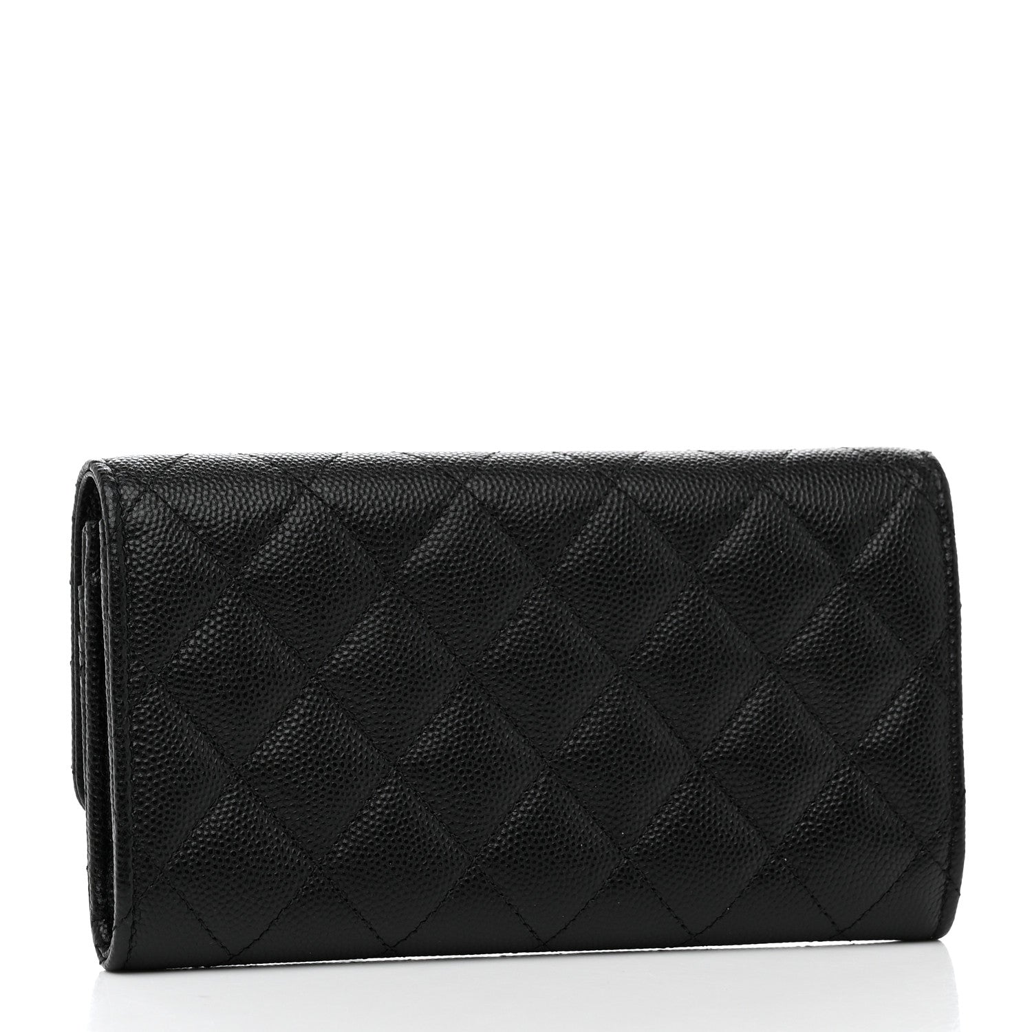 Chanel Caviar Quilted Crystal CC Large Gusset Flap Wallet Black 3 of 10