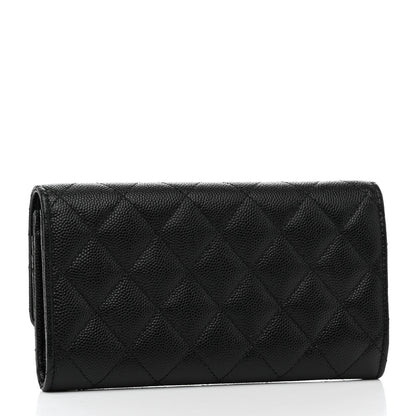 Chanel Caviar Quilted Crystal CC Large Gusset Flap Wallet Black 3 of 10
