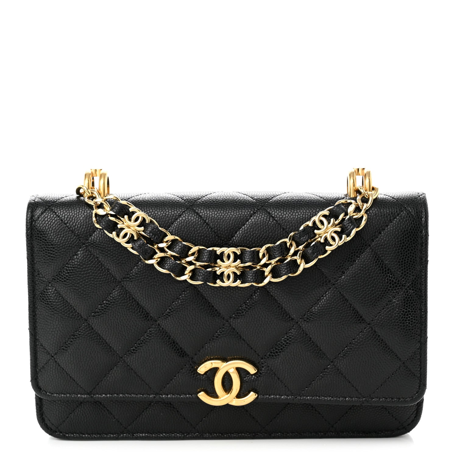 Chanel Caviar Quilted Coco First Wallet On Chain WOC Black 1 of 12