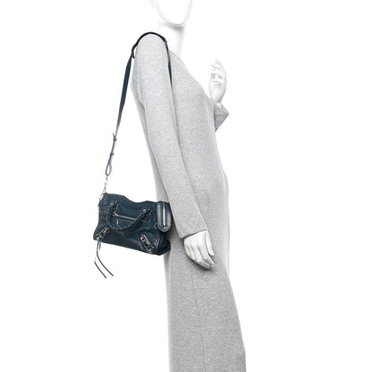 Balenciaga Chevre Silver Metallic Edge Hardware Mini City Bleu Paon 2 of 14