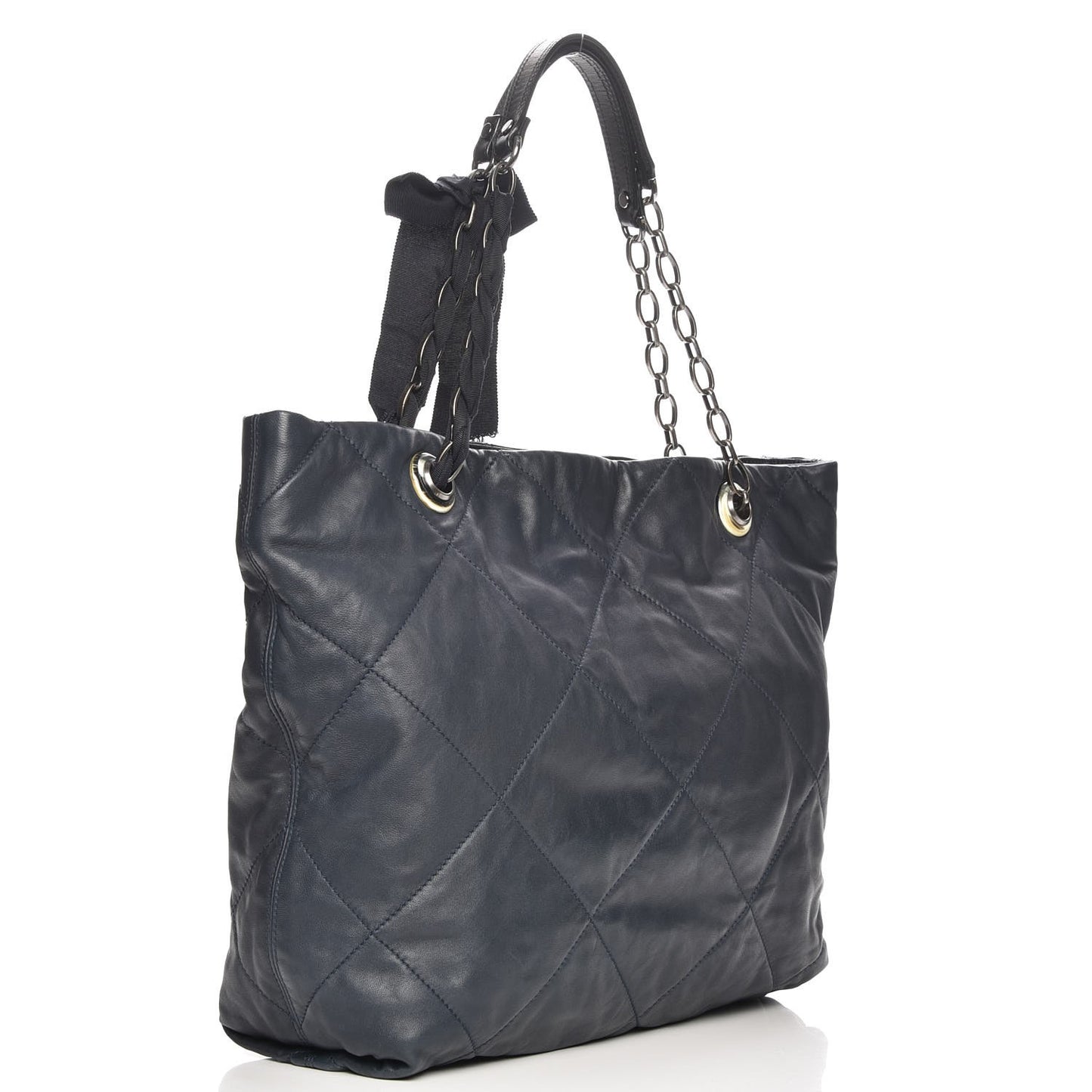Lambskin Quilted Large Amelia Tote Blue