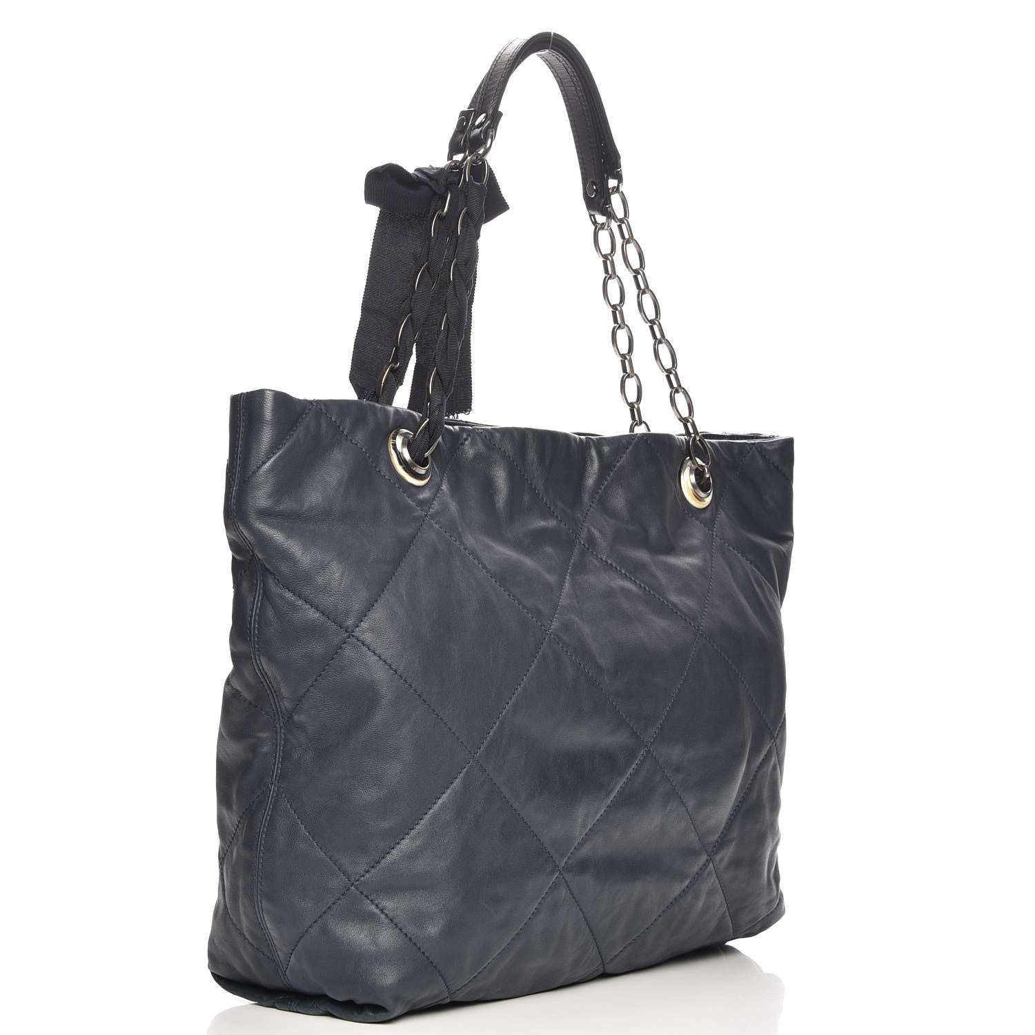 Lanvin Lambskin Quilted Large Amelia Tote Blue 3 of 8