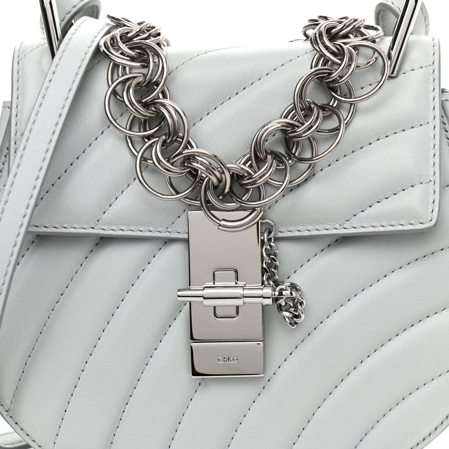 Calfskin Quilted Mini Drew Bijou Shoulder Bag Airy Grey