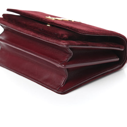 Saint Laurent Velvet Small Monogram Sunset Burgundy 8 of 11