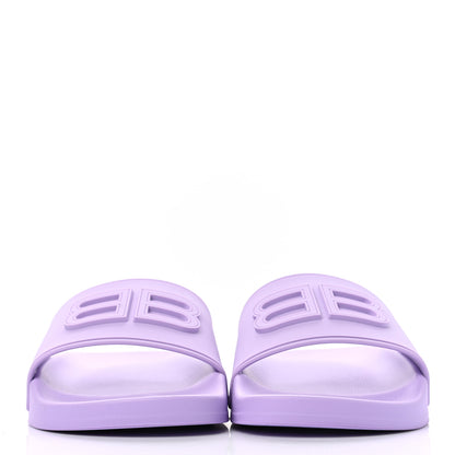 Balenciaga Rubber BB Womens Pool Slide Sandals 39 Lilac 2 of 8