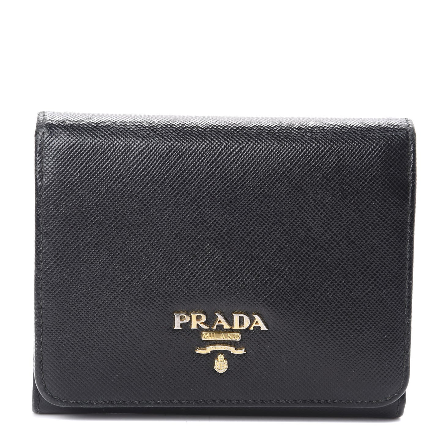 Saffiano Metal Tri-Fold Wallet Black