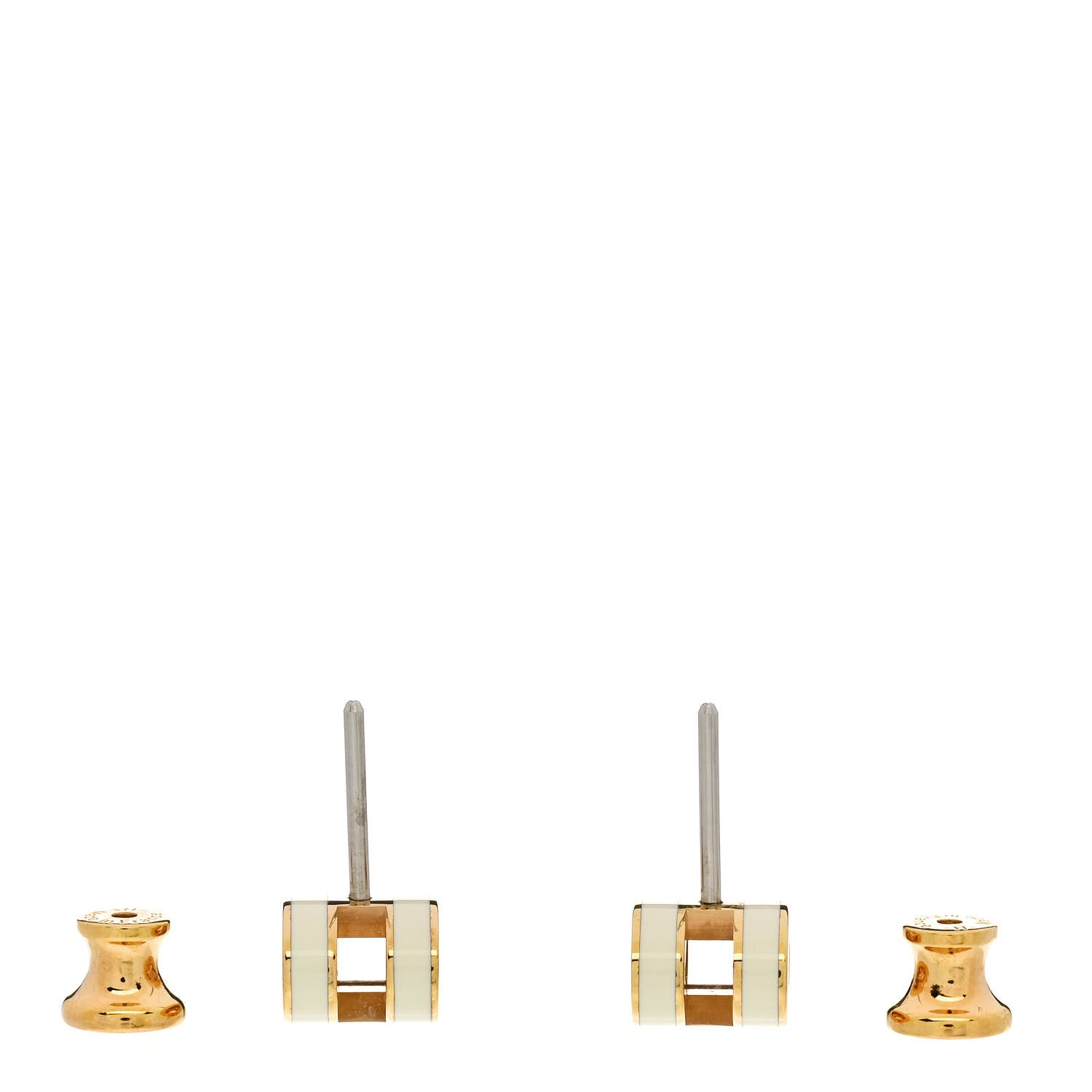 Hermes Gold Lacquered Mini Pop H Earrings White 3 of 5