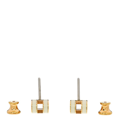 Hermes Gold Lacquered Mini Pop H Earrings White 3 of 5