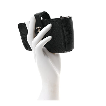 Chanel Caviar Quilted Mini Phone Holder Clutch Black 2 of 8