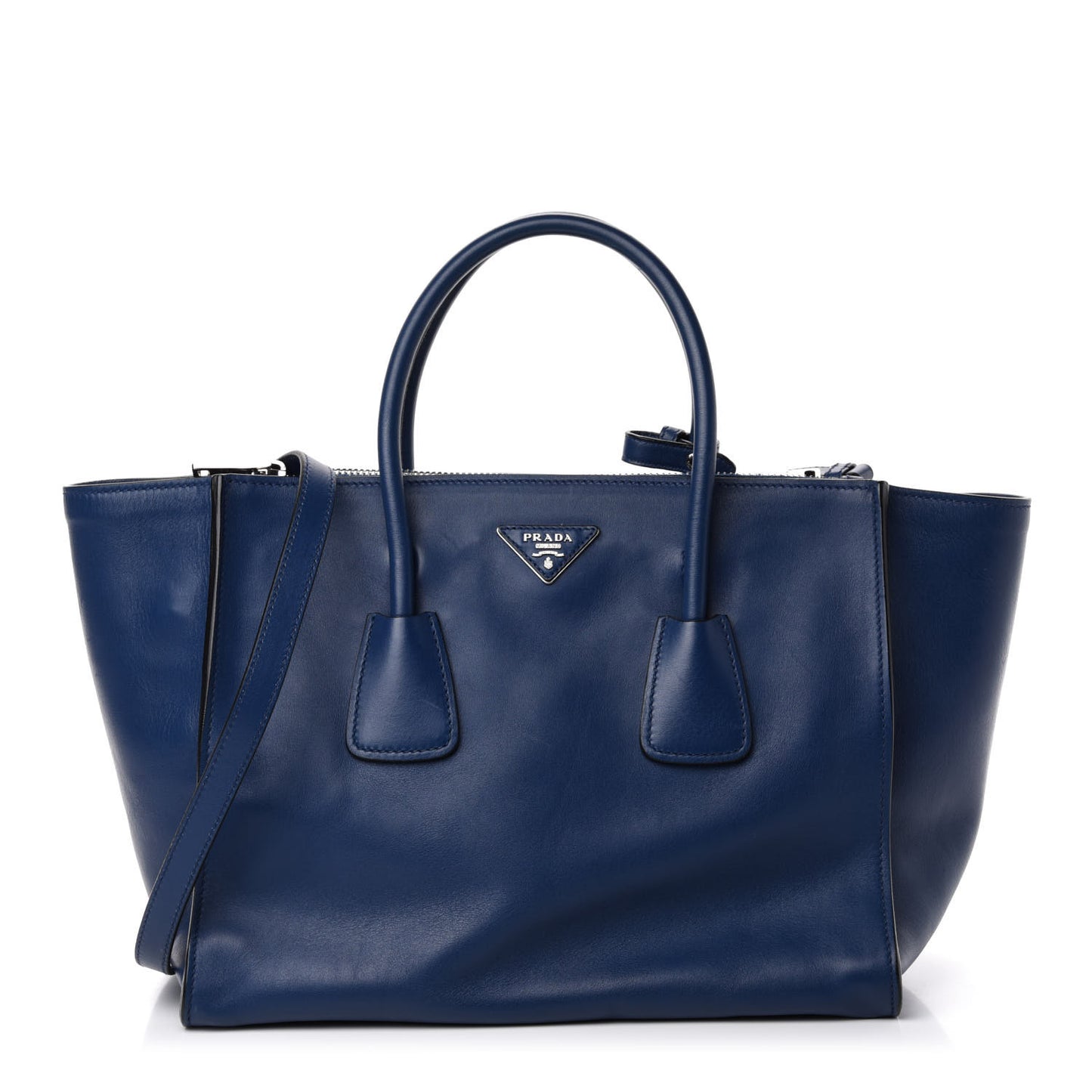 Glace Calfskin Twin Pocket Tote Bluette