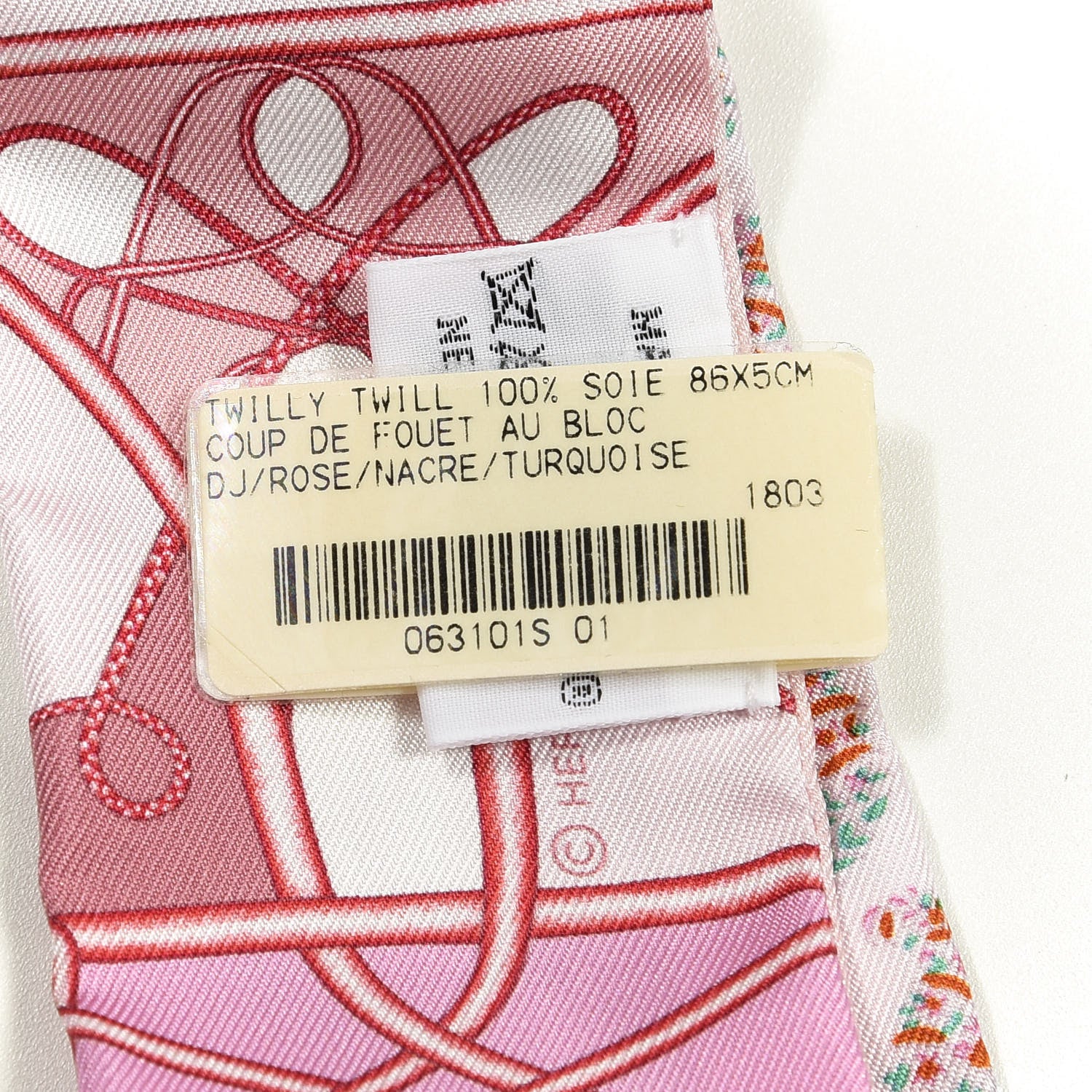 Hermes Silk Coup De Fouet Au Bloc Twilly Rose Nacre Turquoise 3 of 4