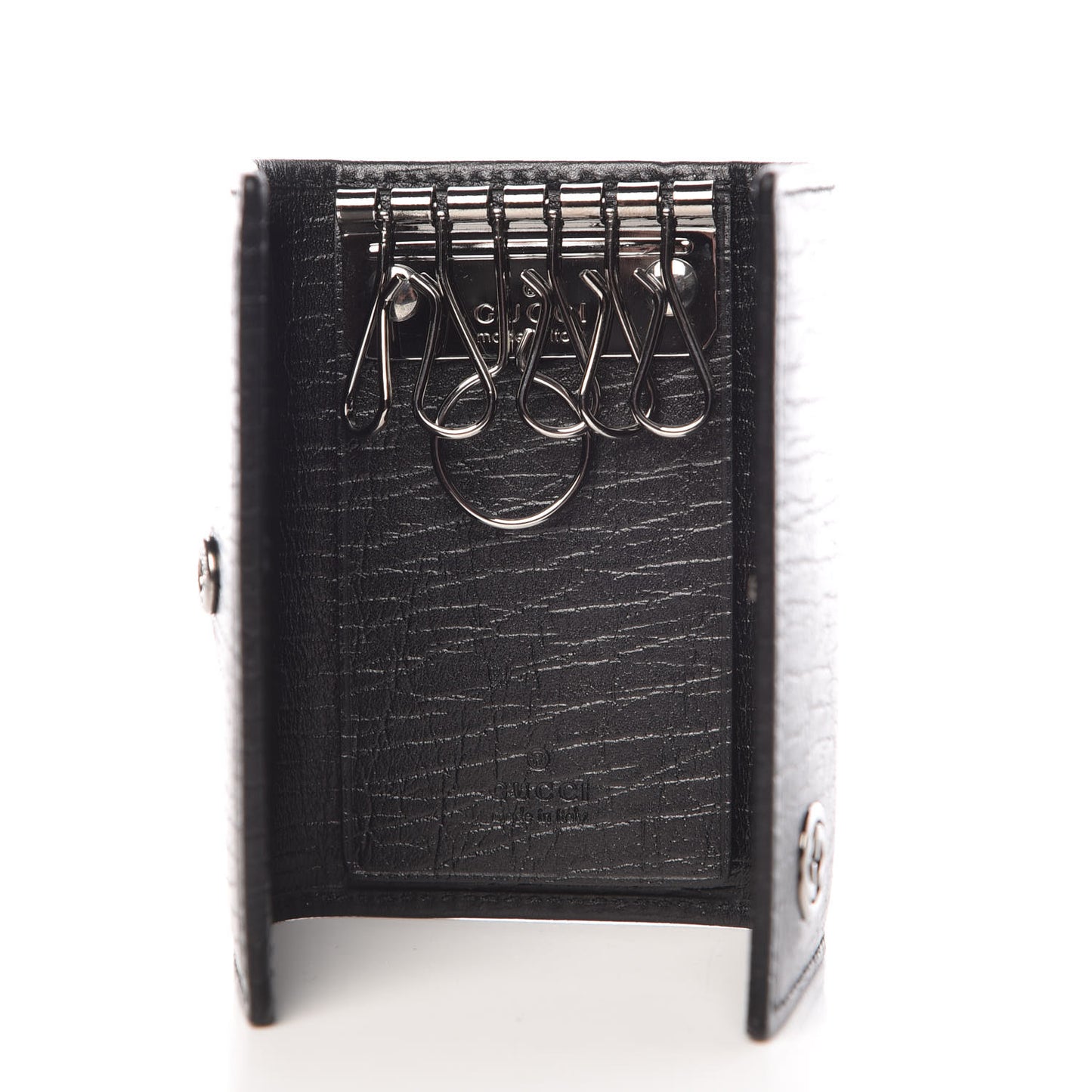 Calfskin Interlocking G 6 Key Holder Black