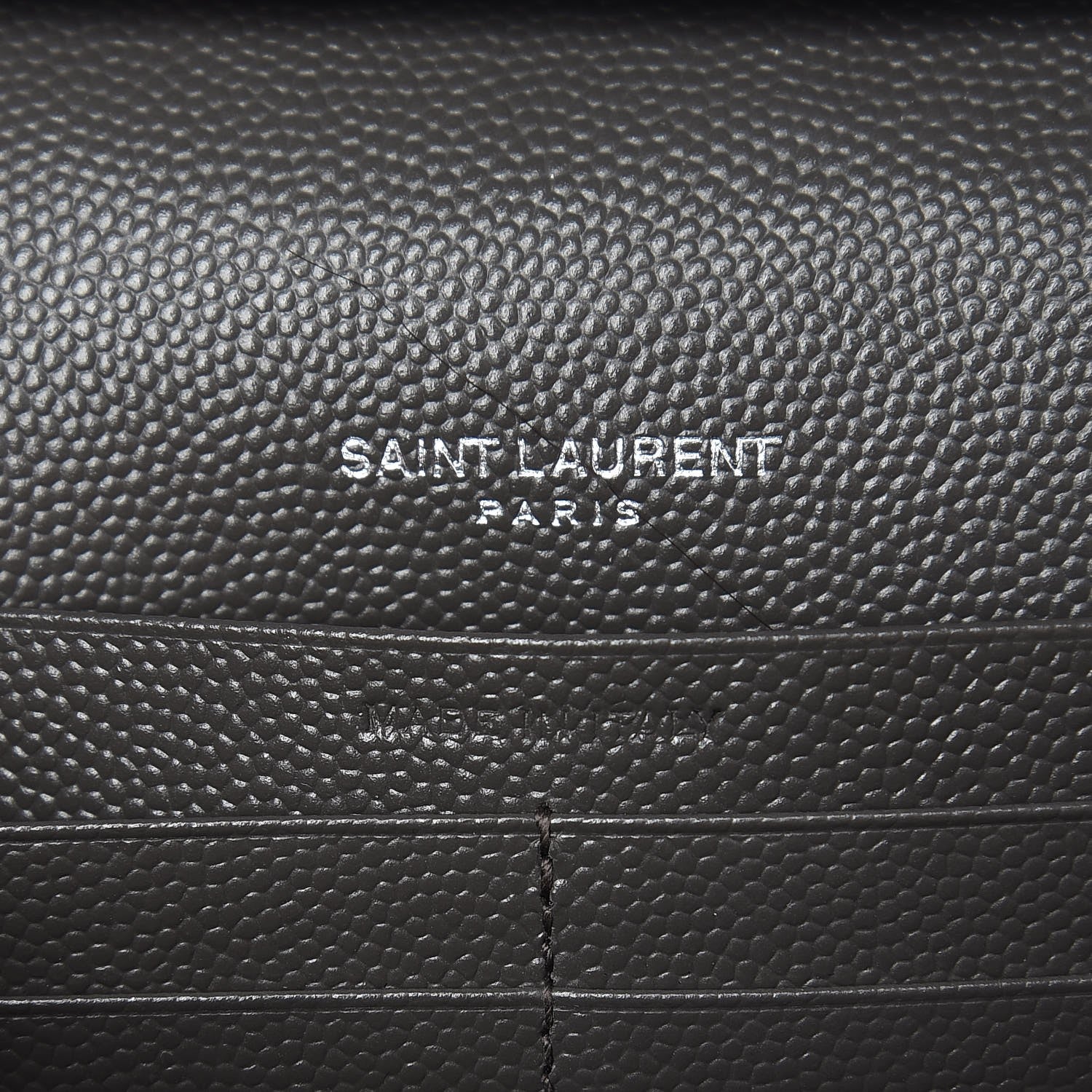 Saint Laurent Grain De Poudre Matelasse Chevron Monogram Chain Wallet Gray 6 of 7