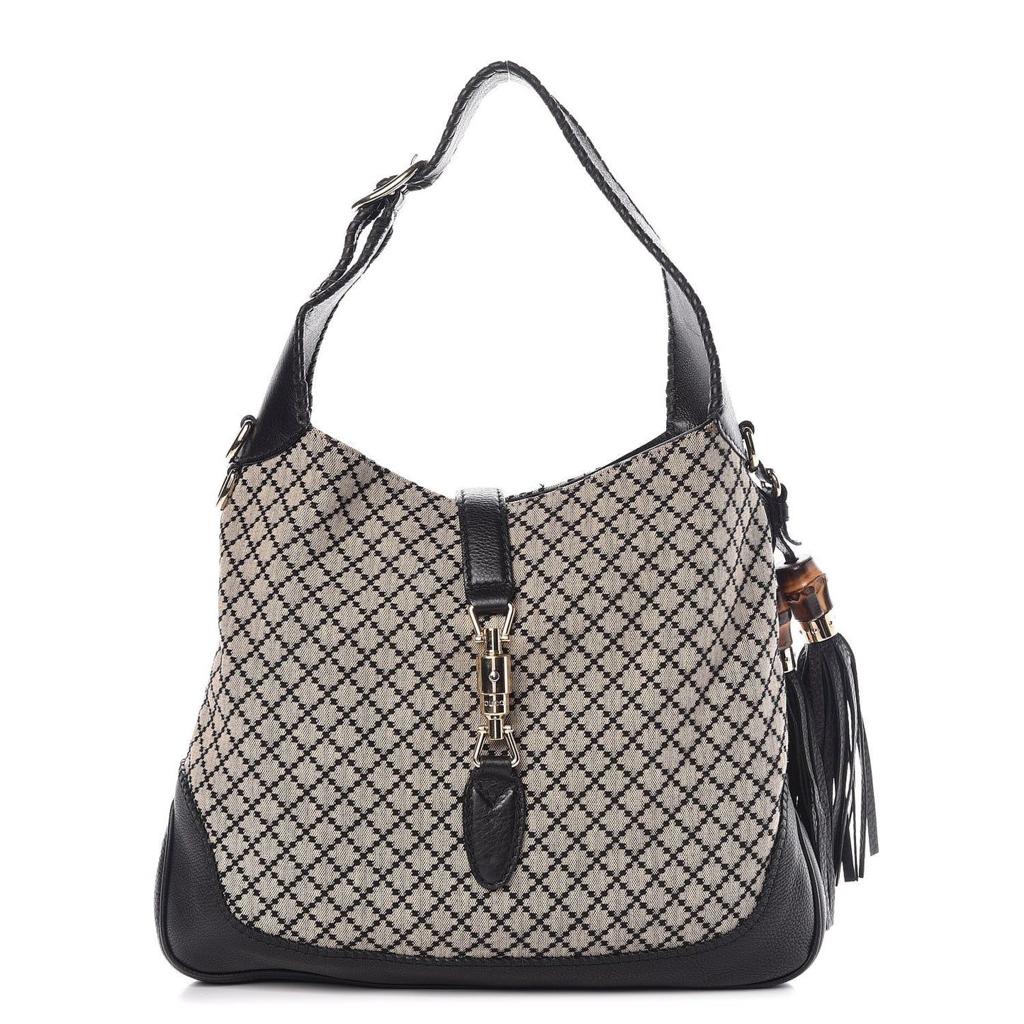Diamante Medium New Jackie Shoulder Bag Black