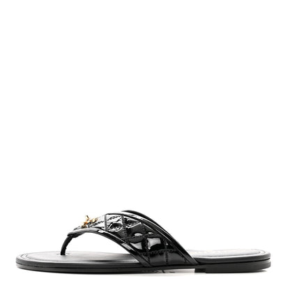 Chanel Patent Quilted CC Sandals 38 Black 1 of 9