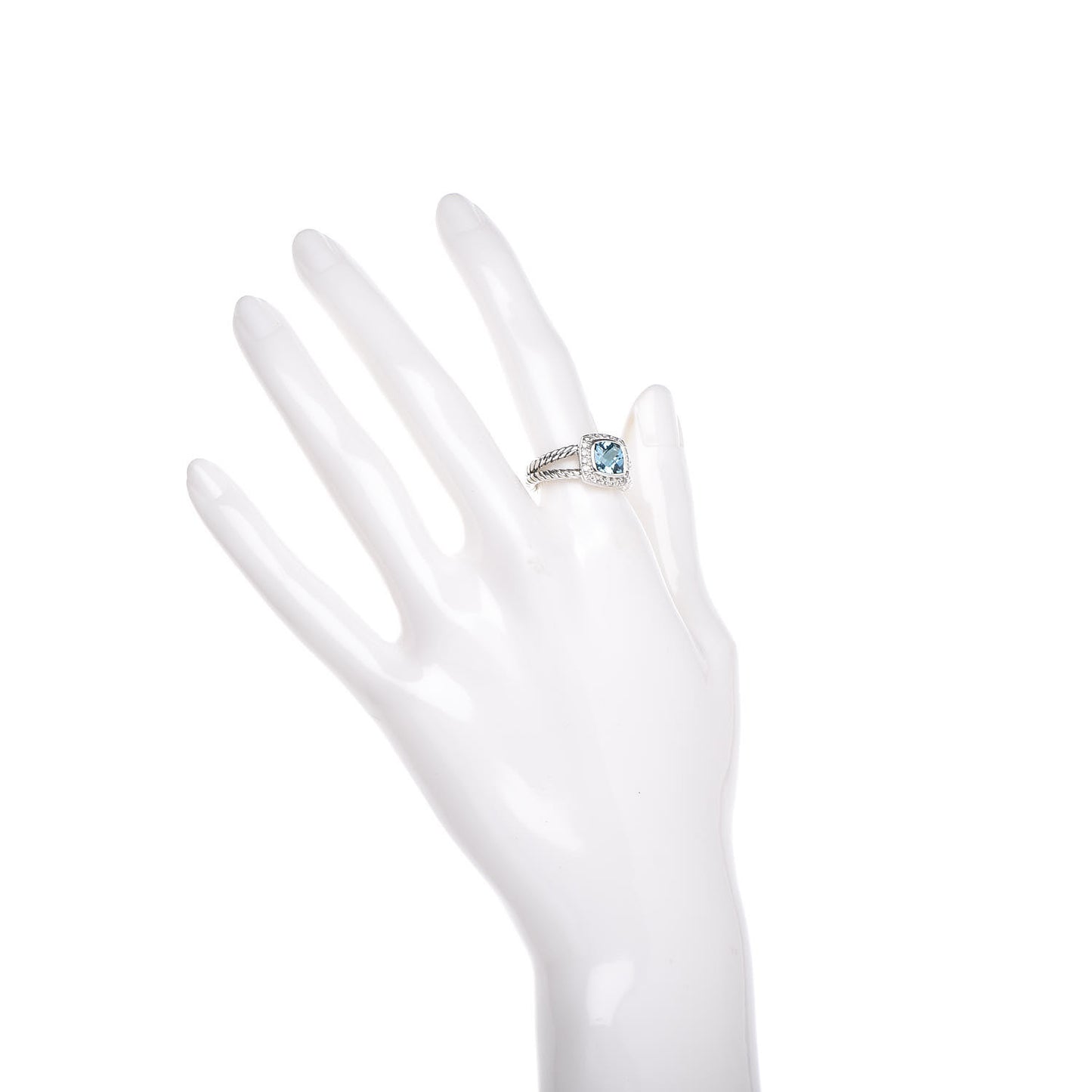 Sterling Silver Diamond Blue Topaz 7mm Petite Albion Ring 54 7