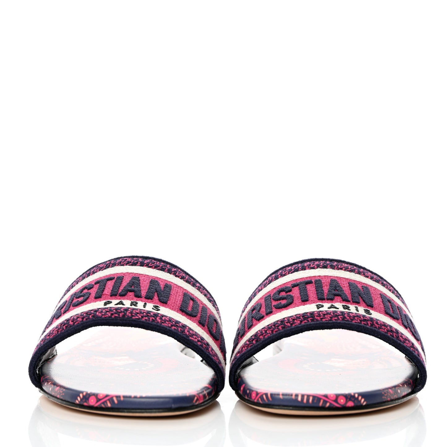 Canvas Embroidered Animals Dway Mules Slide Sandals 37 Deep Blue Fuchsia