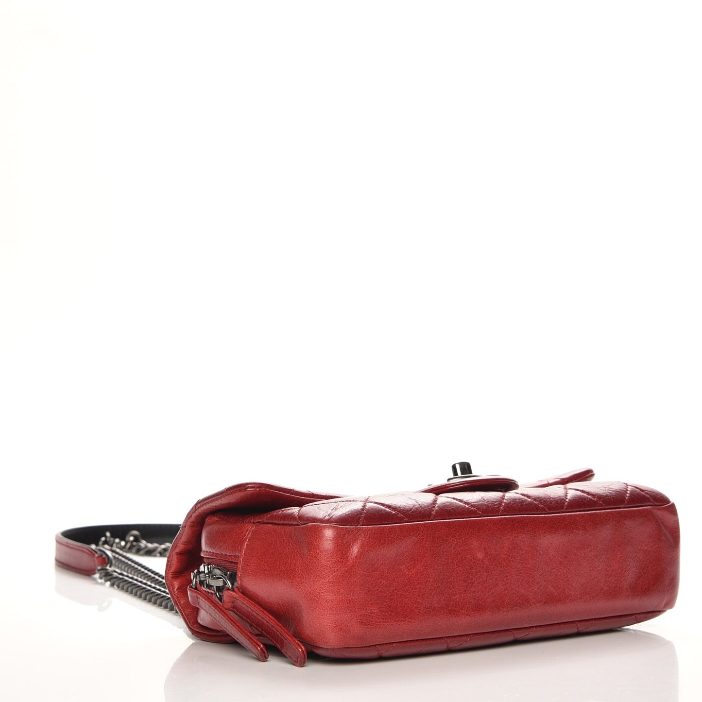 Glazed Calfskin Quilted Small Duo Color Flap Red