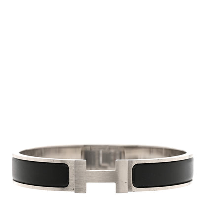 Hermes Matte Enamel Narrow Clic Clac HH Bracelet GM Black 1 of 6
