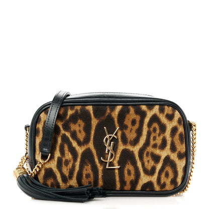 Saint Laurent Canvas Calfskin Leopard Print Monogram Mini Lou Camera Bag Brown 1 of 11