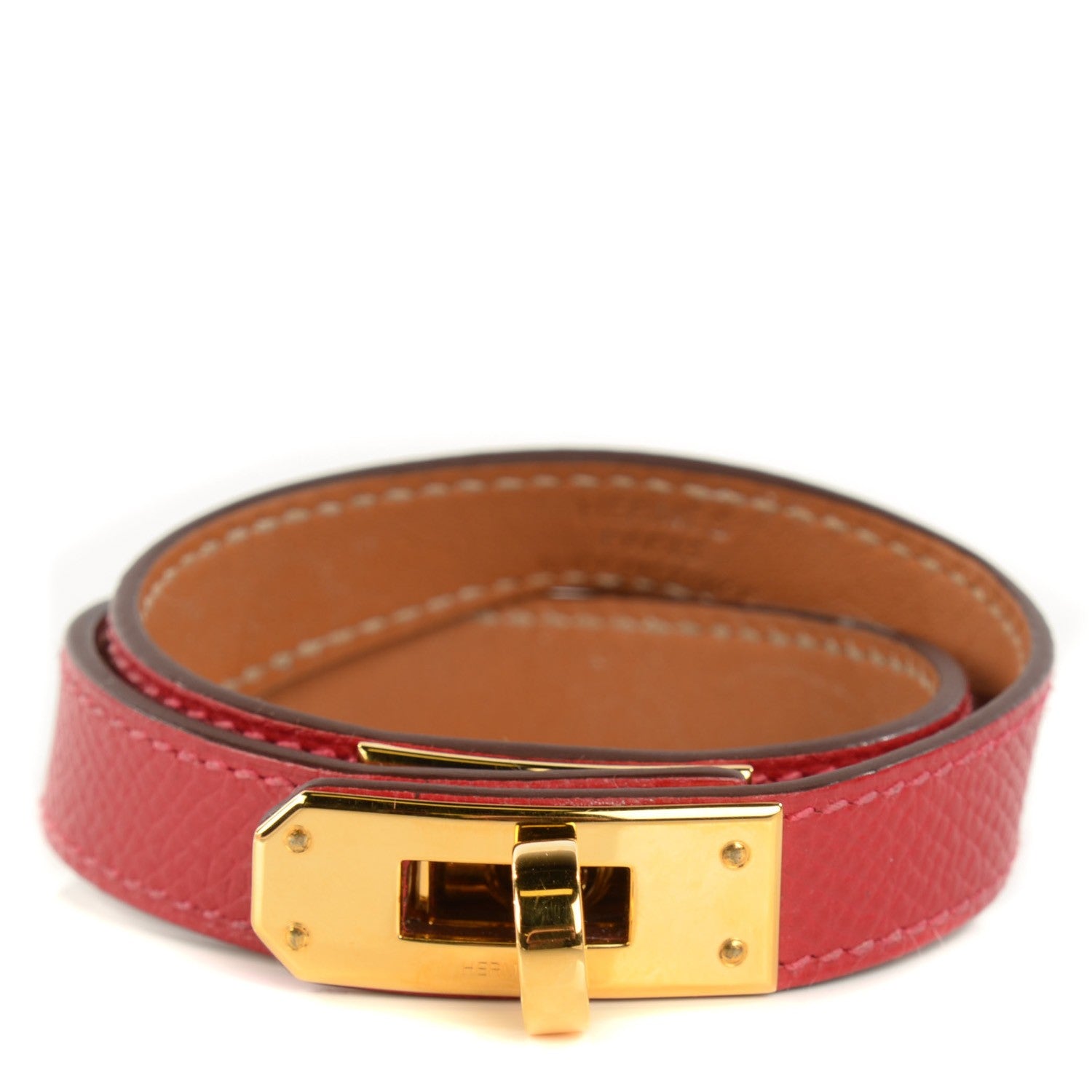 Hermes Epsom Kelly Double Tour Bracelet S Rouge Casaque 1 of 9