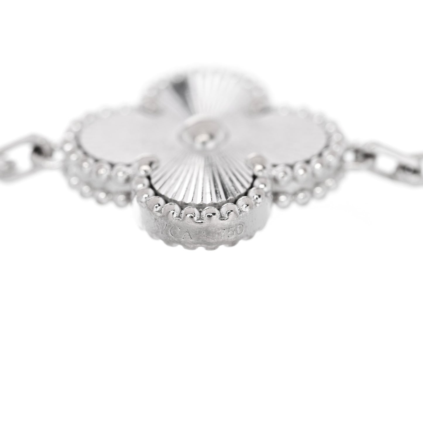 18K White Gold 5 Motifs Guilloche Vintage Alhambra Bracelet