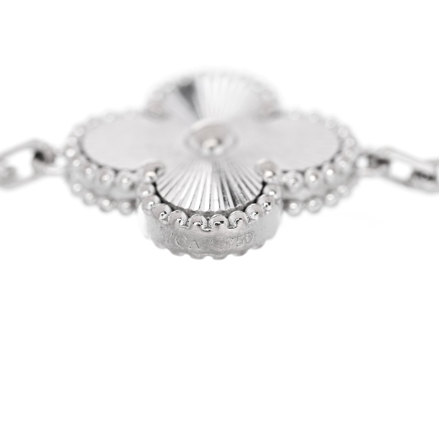 Van Cleef & Arpels 18K White Gold 5 Motifs Guilloche Vintage Alhambra Bracelet 3 of 4