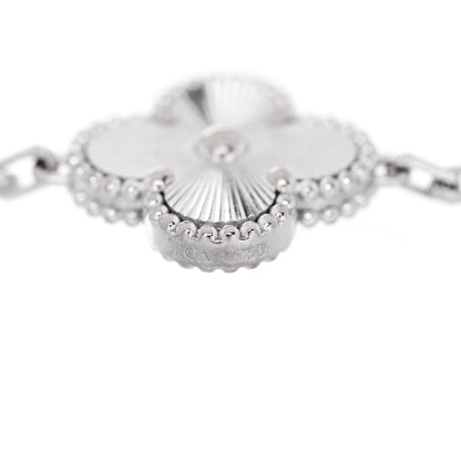 Van Cleef & Arpels 18K White Gold 5 Motifs Guilloche Vintage Alhambra Bracelet 3 of 4