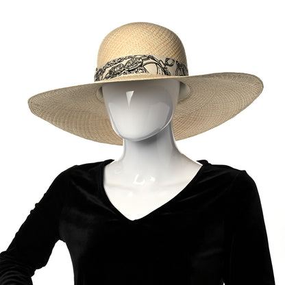 Hermes Straw Brides De Gala Panama Carrousel Hat 58 Naturel Ecru Black 2 of 9