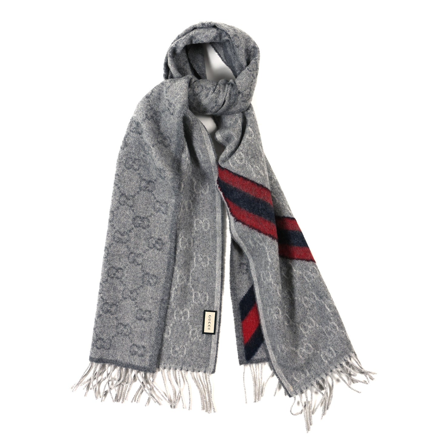 Wool Angora Monogram Web New Nikky Scarf Zinc Blue