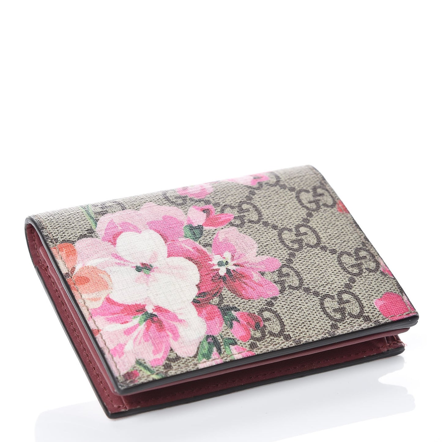 GG Supreme Monogram Blooms Card Case Beige Multicolor Dry Rose