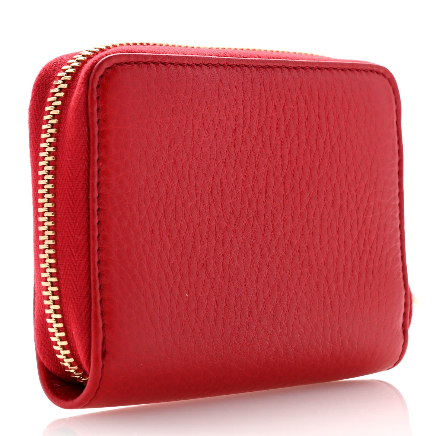 Pebbled Calfskin Soho Compact Disco Zip Around Wallet Vibrant Red