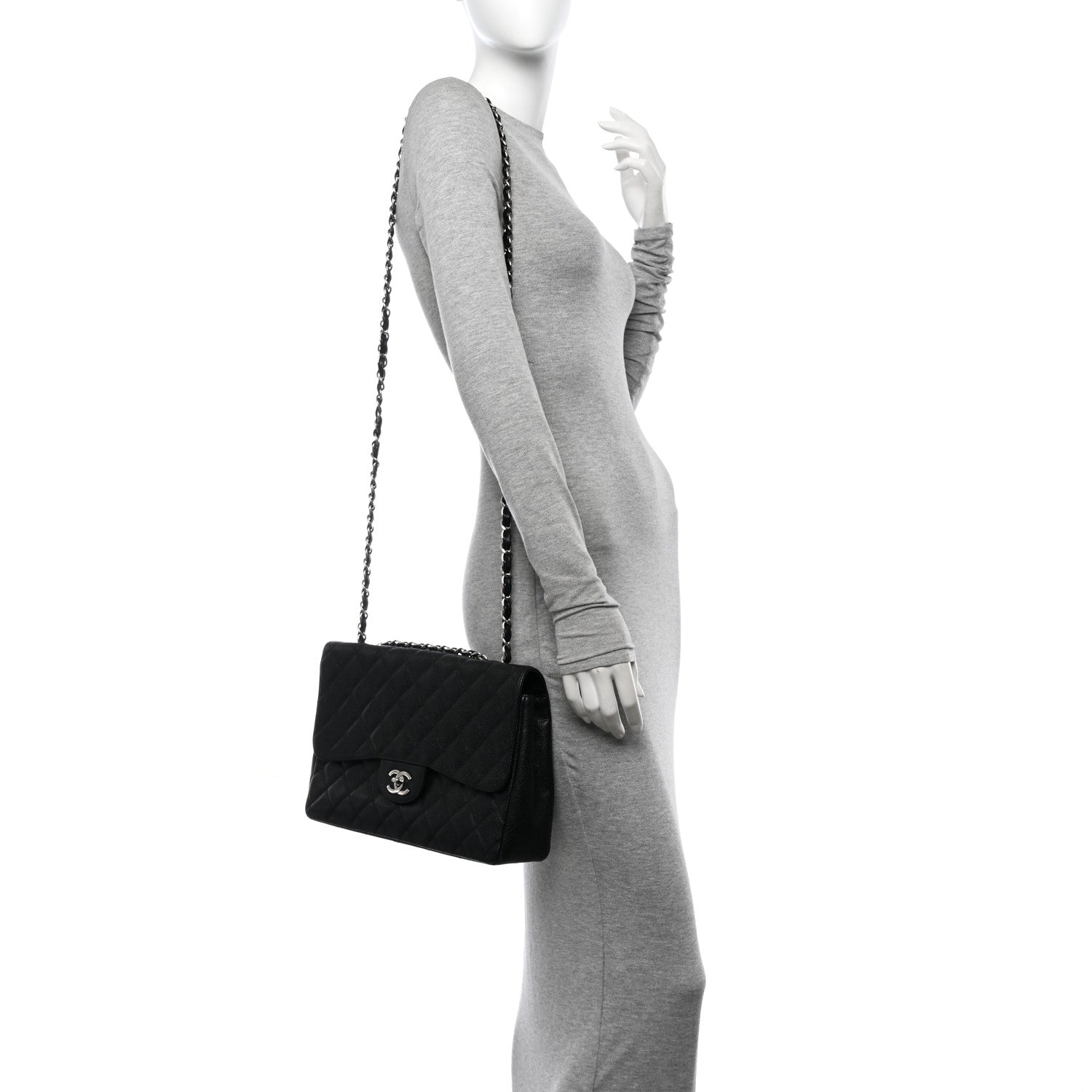 Chanel Caviar Quilted Jumbo Single Flap Black 2 of 13