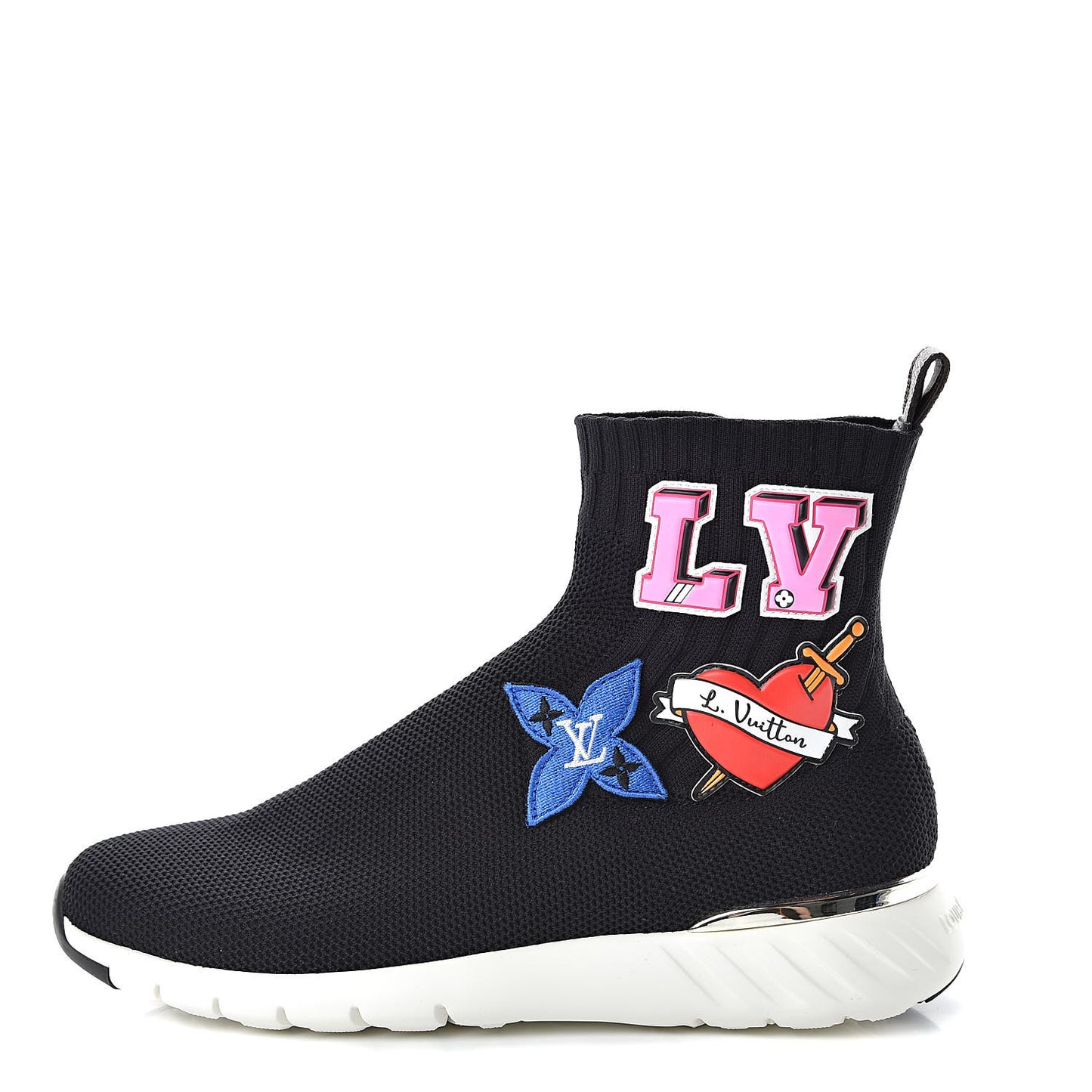 Stretch Fabric LV Black Heart Sock Sneaker 36.5 Black