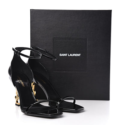Saint Laurent Patent Calfskin Opyum Sandals 39.5 Black Gold 9 of 9